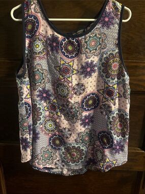 Papermoon Pink Floral Medallion Tank Top with Purple Accents